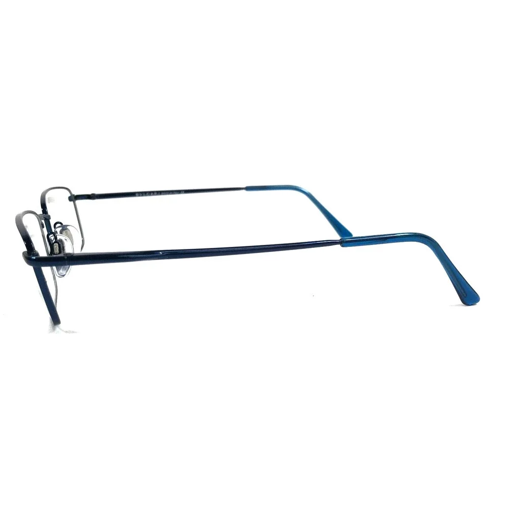 Bvlgari Eyeglasses Frames 157 203 Polished Blue Rectangle Wire Rim 50-18-135